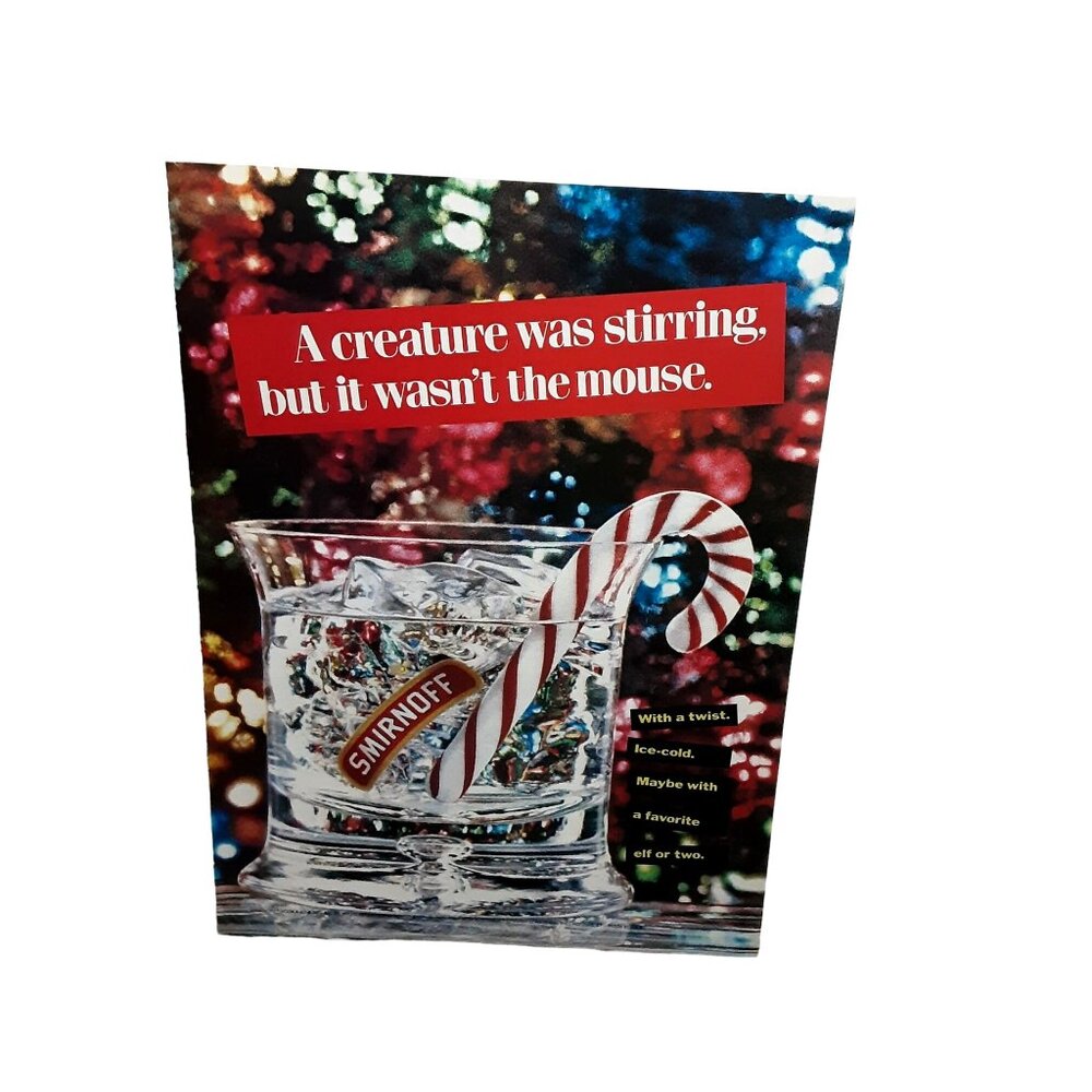 1990 Smirnoff With A Twist Candy Cane Original Print Ad vintage 90s